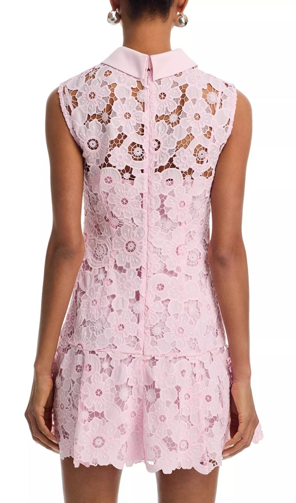 Fashionslee Women Lace Collared Mini Dress