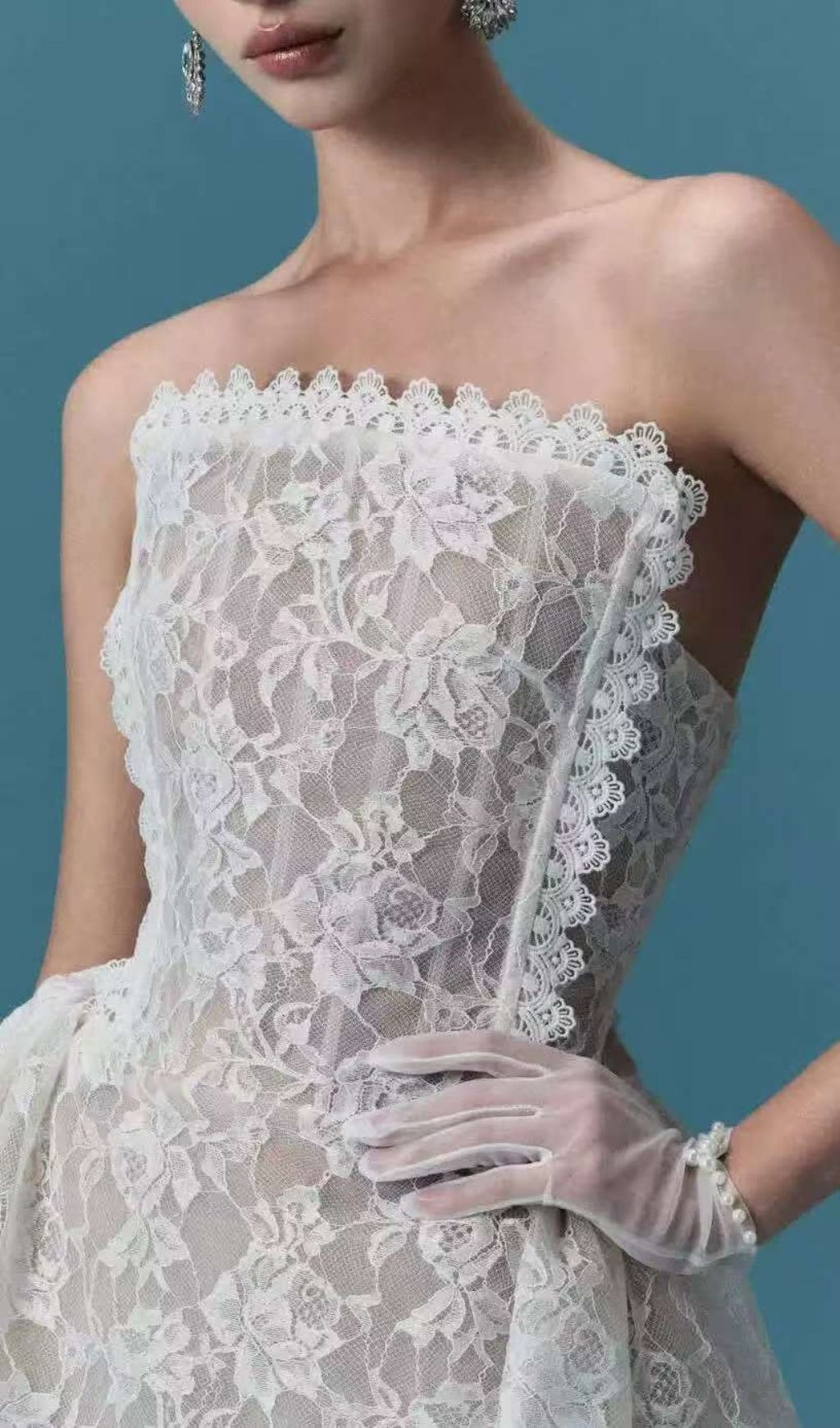 8f14be7d688f3564ccc7f334ec5b10f8.jpg Fashionslee Women Lajos Strapless Lace Corset Mini Dress