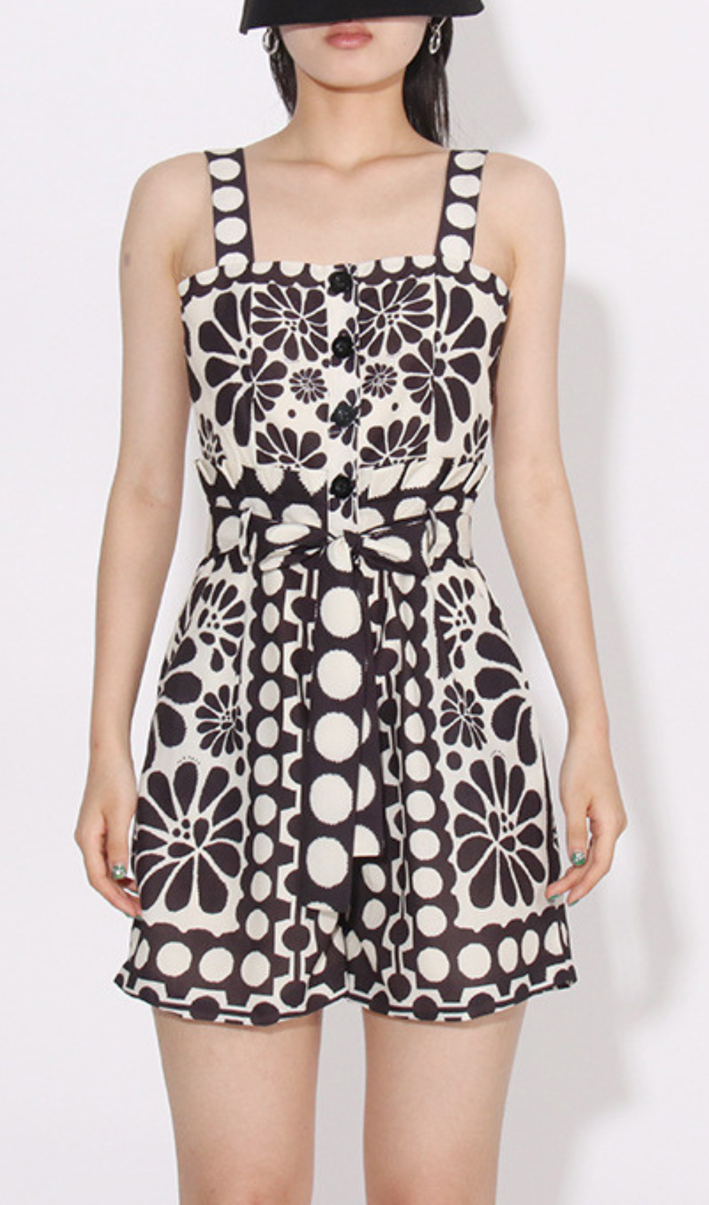 Fashionslee Women Asatira Black Printed Romper