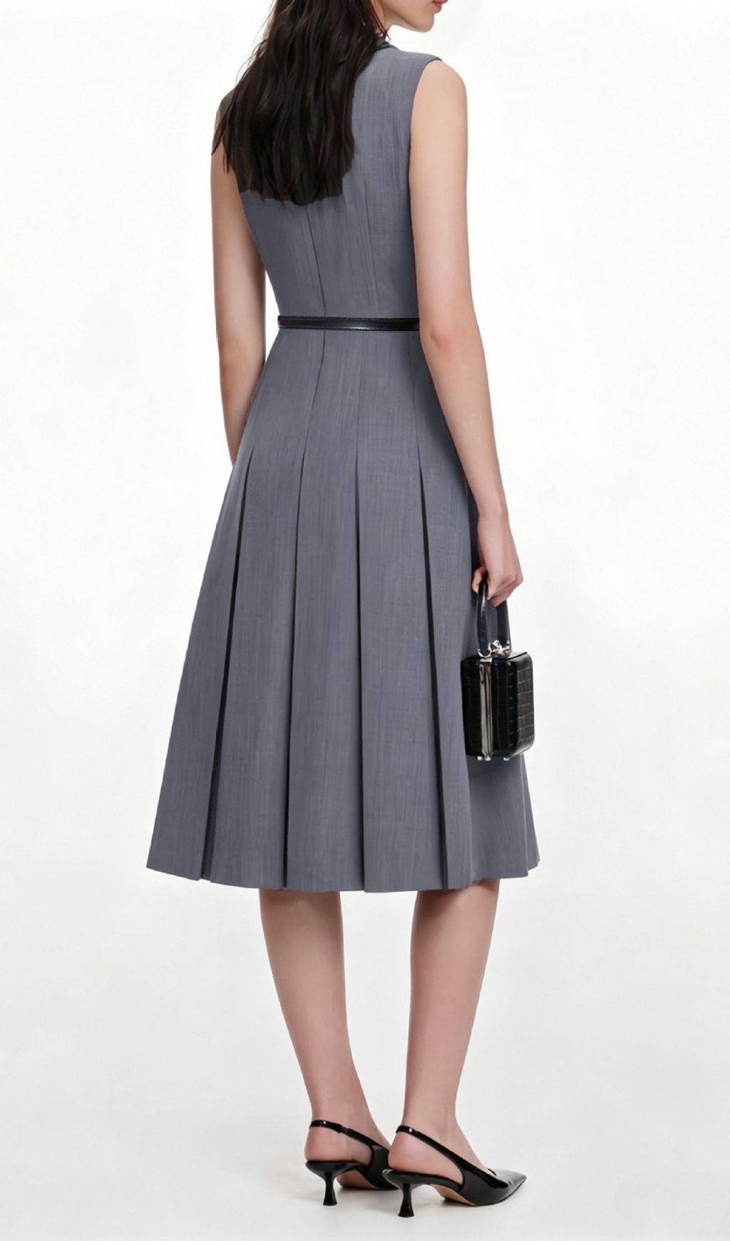 Fashionslee Women Lawren Grey Sleeveless Midi Dress