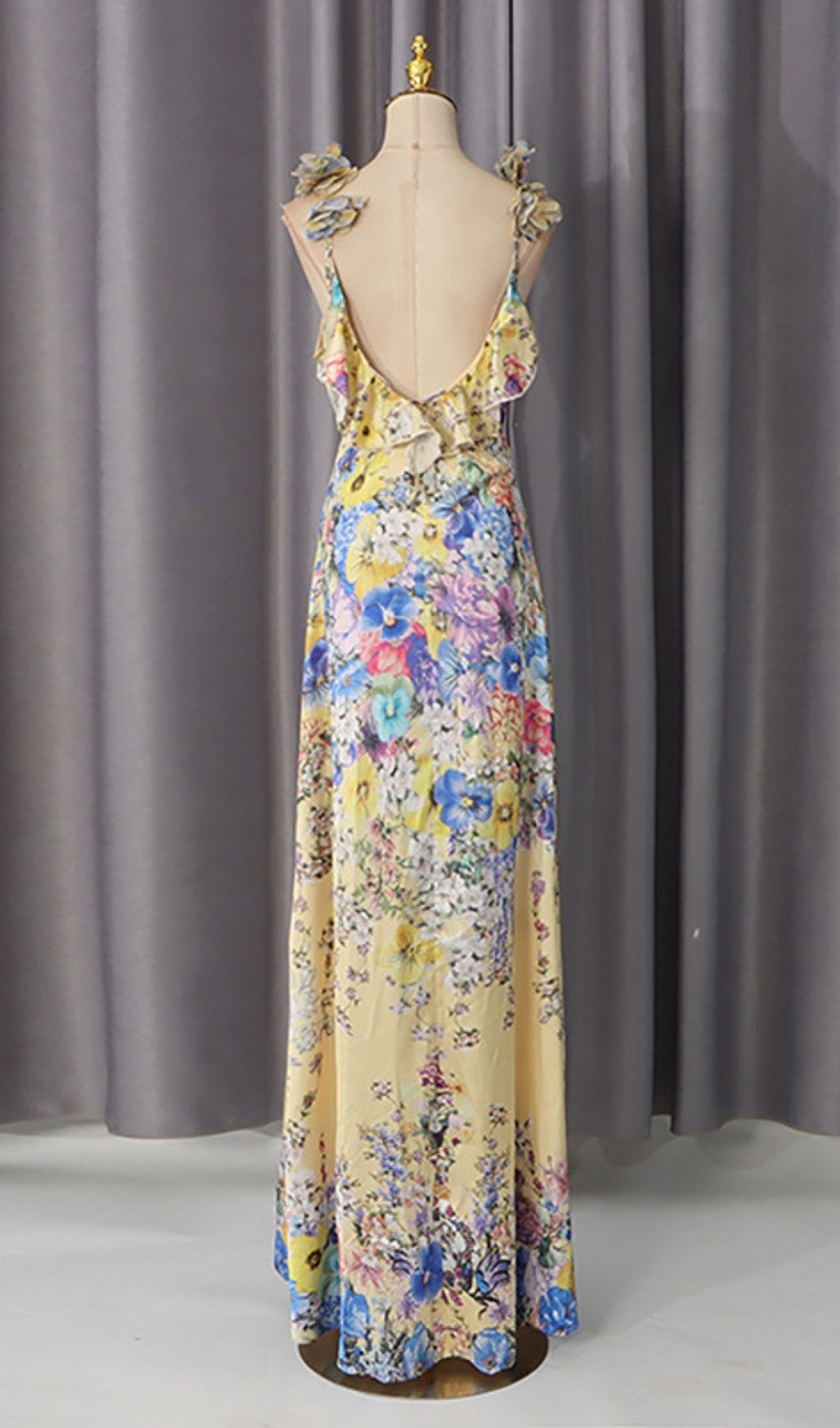 Fashionslee Women Kerrya Strappy Floral Printed Maxi Dress