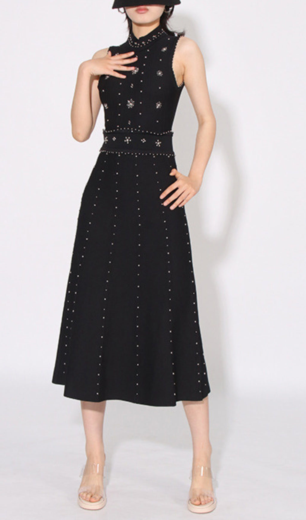 906d0d06b440e844204c52a2aaa663d7.jpeg Fashionslee Women Arezo Black Bead Midi Dress