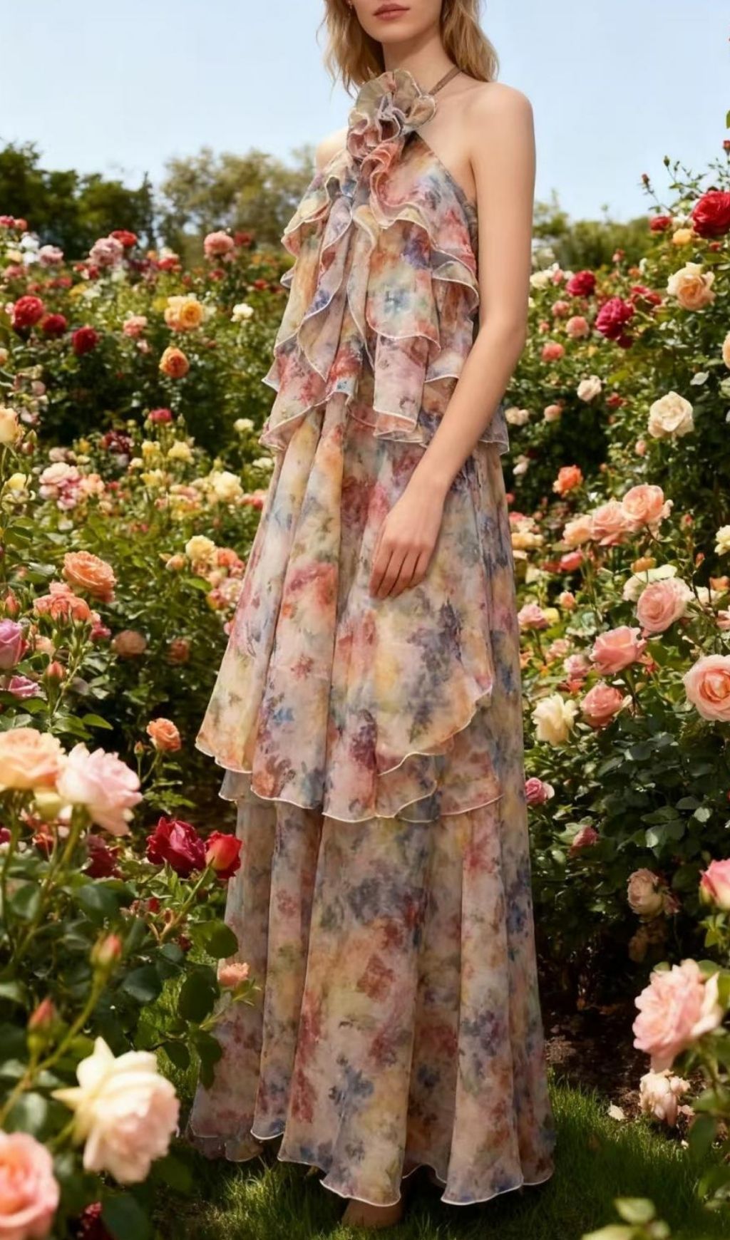 Fashionslee Women Lalitha Halter Printed Maxi Dress