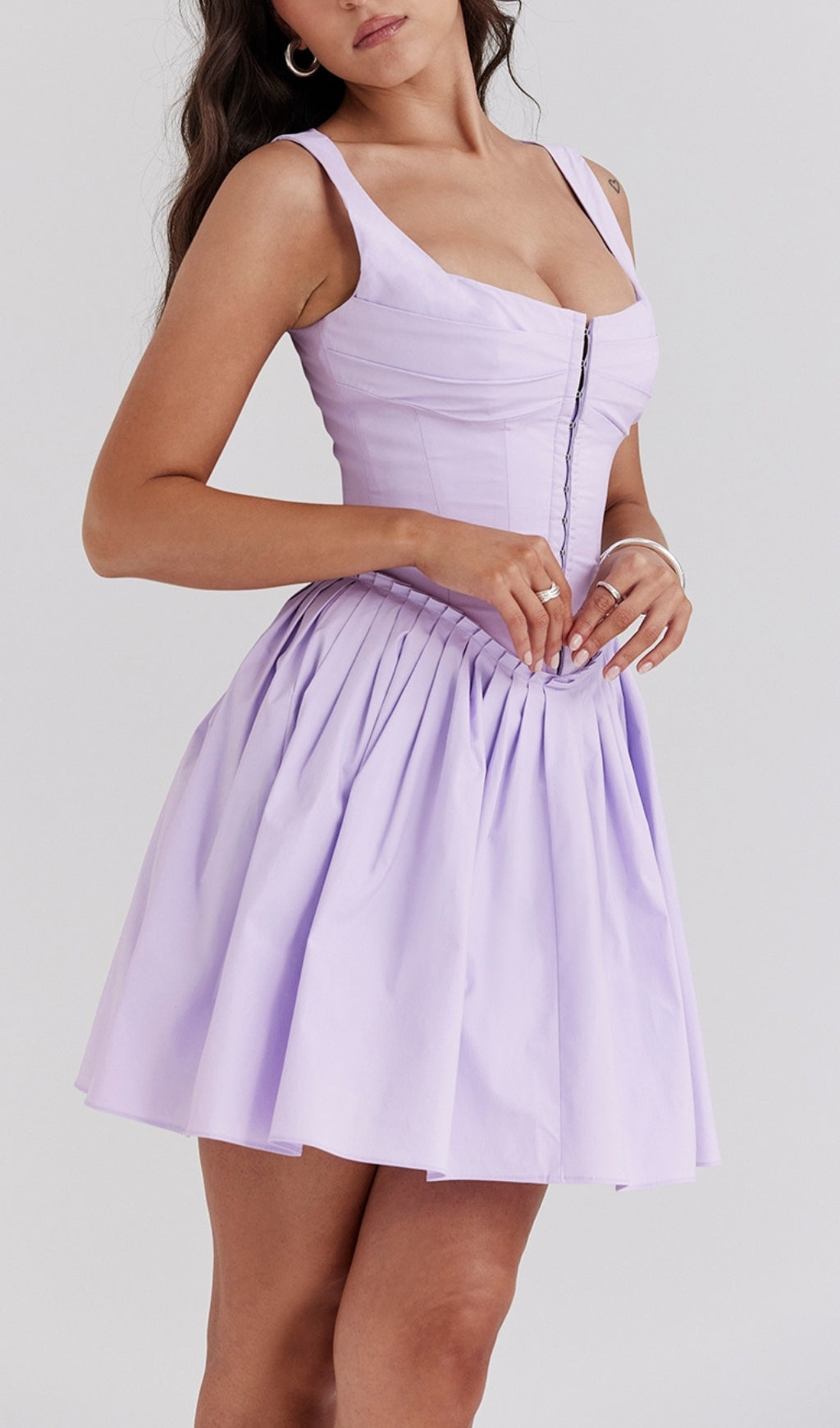 926072559fc3610e8de409bbb37662a4.jpeg Fashionslee Women Attina Purple Pleated Mini Dress