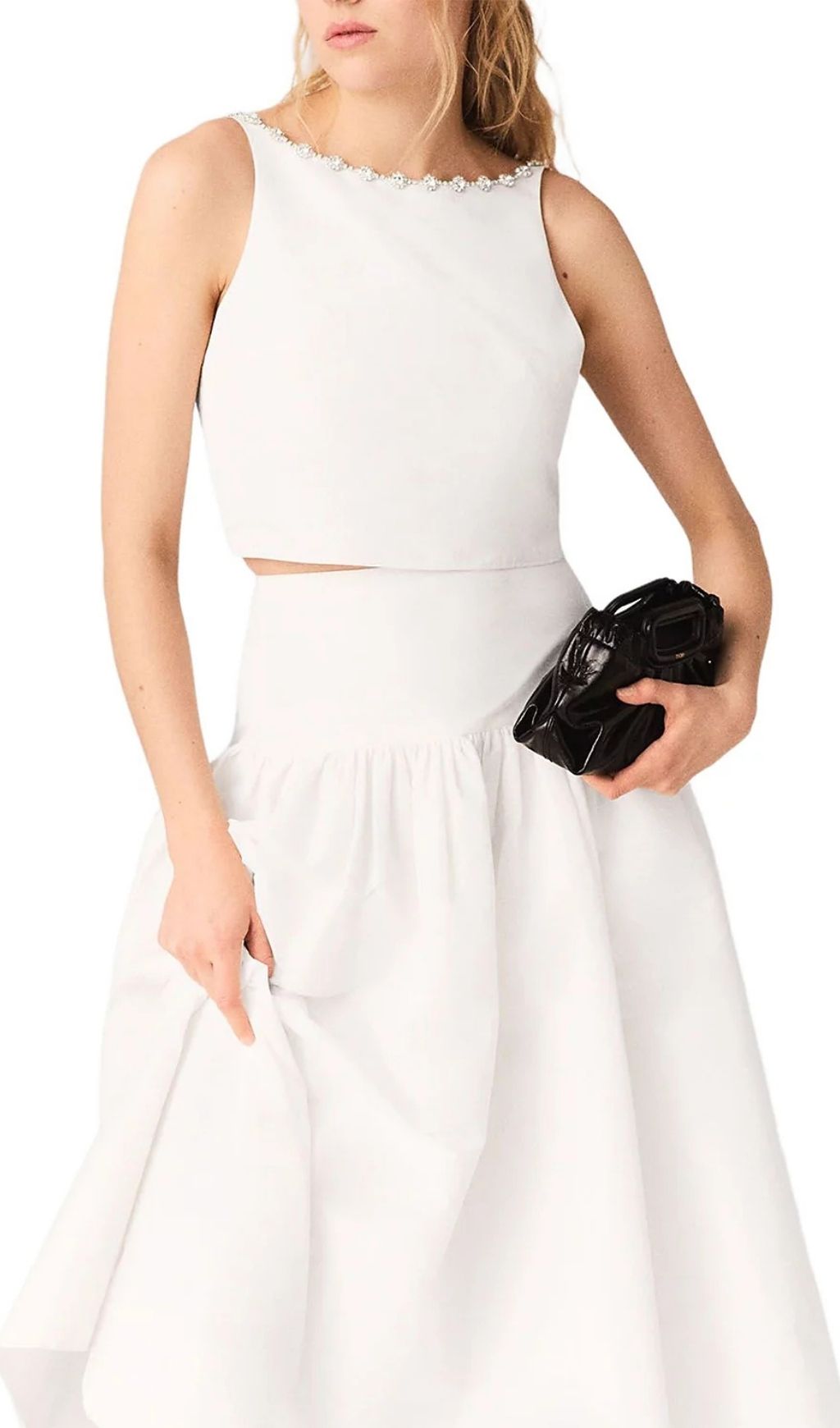 Fashionslee Women Lipalace Embellished Crop Top