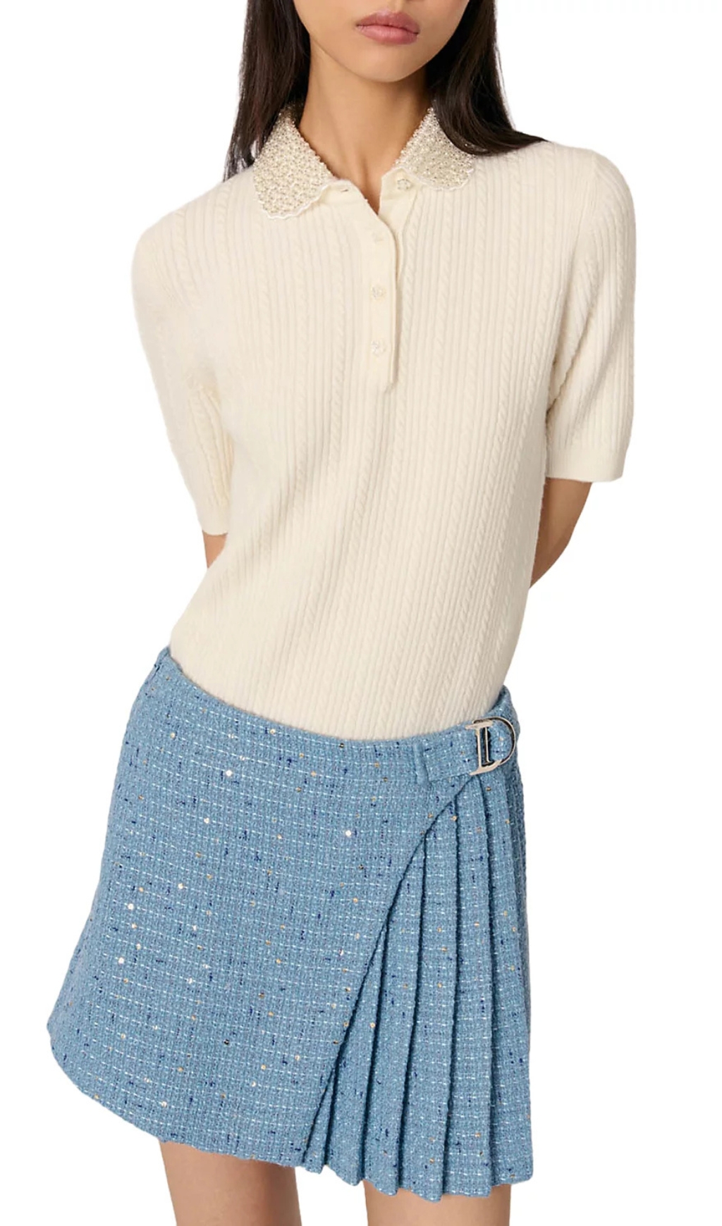 934795e41fa30ee17152dac4d536b578.jpg Fashionslee Women Pleated Tweed Skort