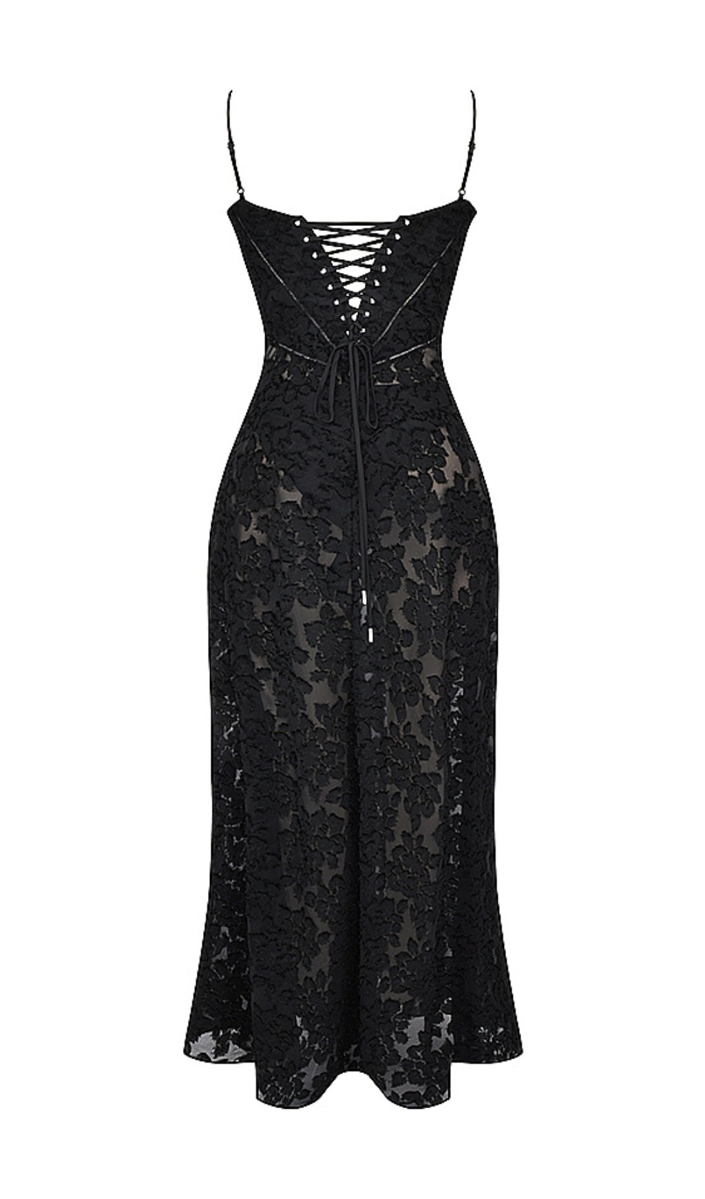 Fashionslee Women Billie Black Floral Lace Back Maxi Dress