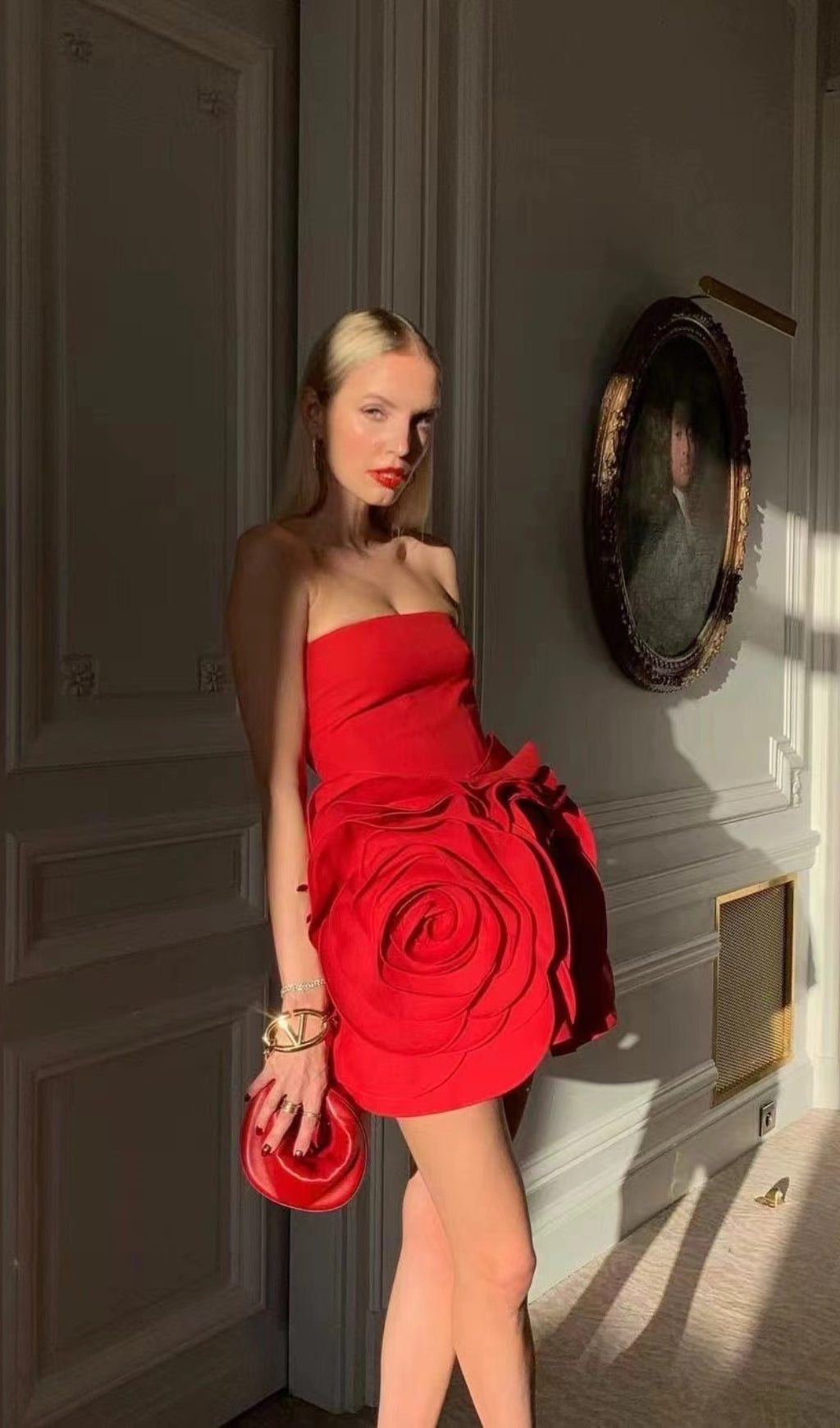 Fashionslee Women Ayat Strapless Flower Mini Dress
