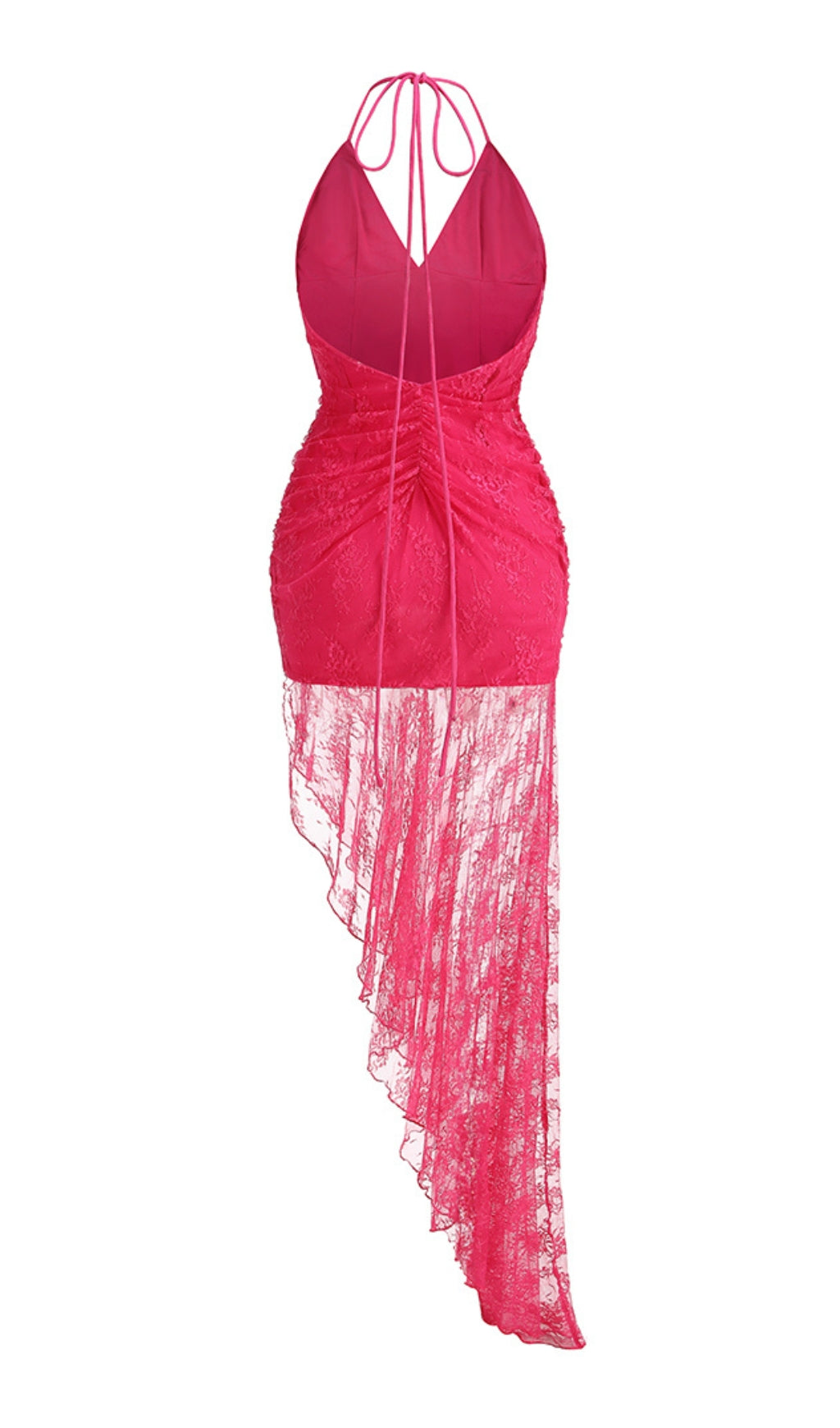 Fashionslee Women Bertha Rose Red Lace Maxi Dress