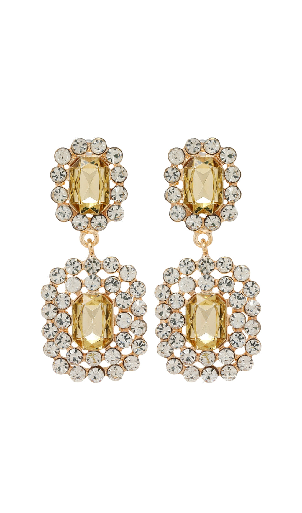 Fashionslee Women Ayuka Champagne Rhinestone Gem Drop Earrings