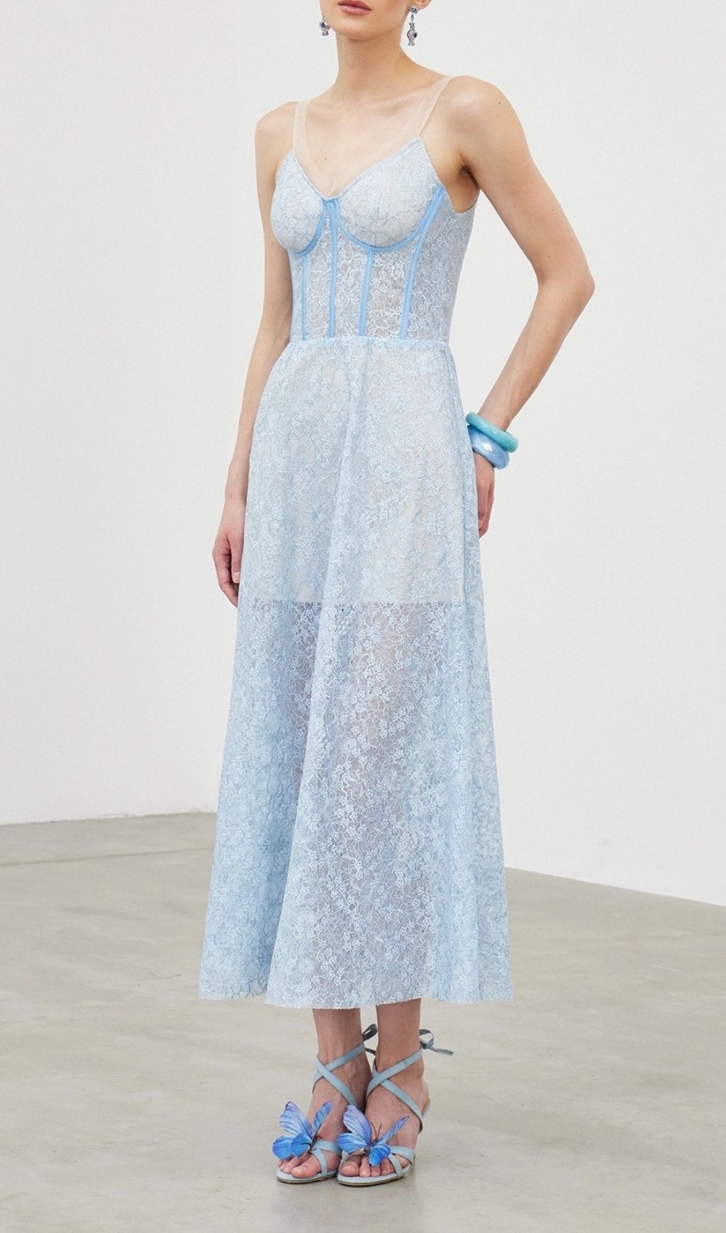 Fashionslee Women Lachesis Strappy Lace Corset Midi Dress