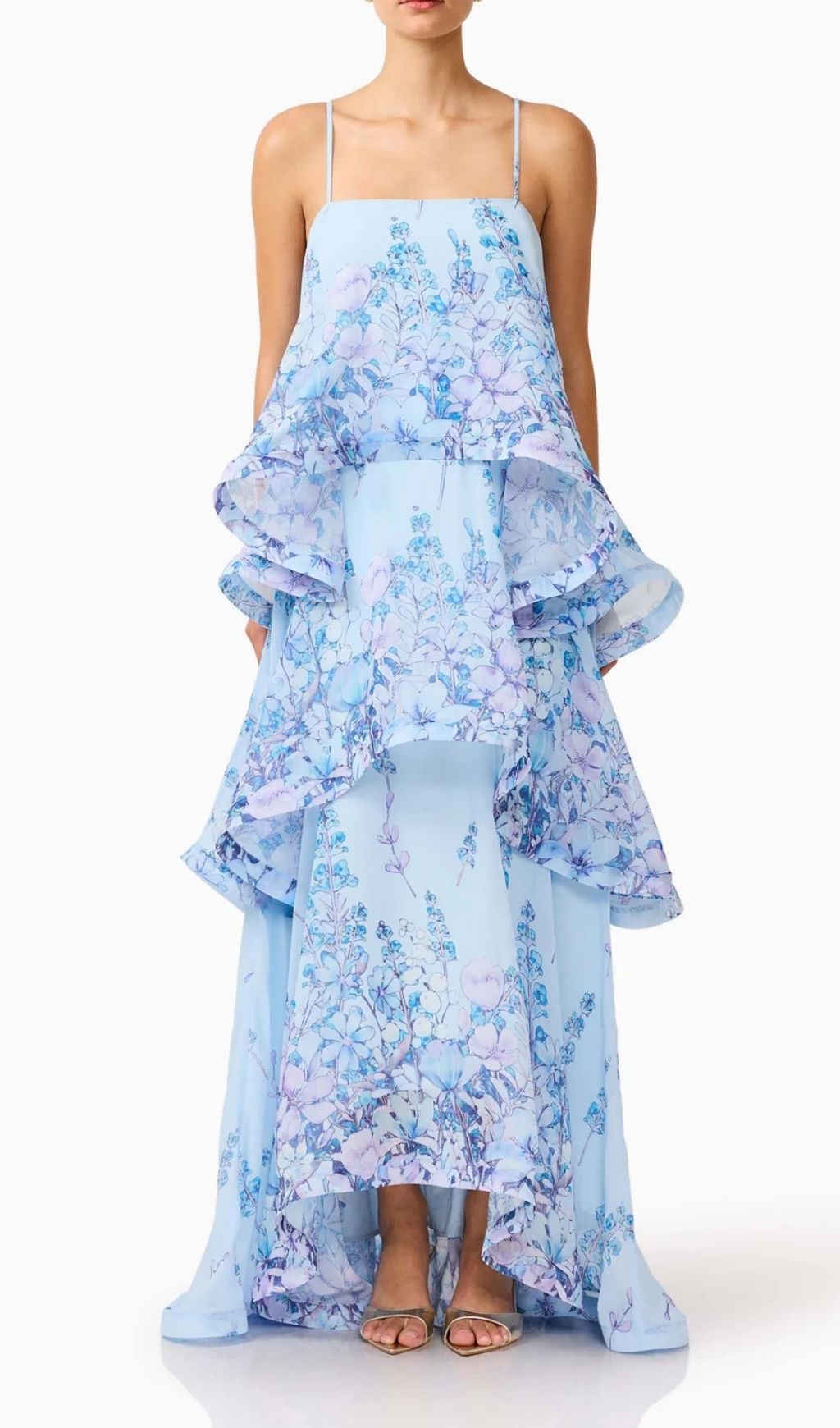 Fashionslee Women Lael Blue Floral Printed Maxi Dress