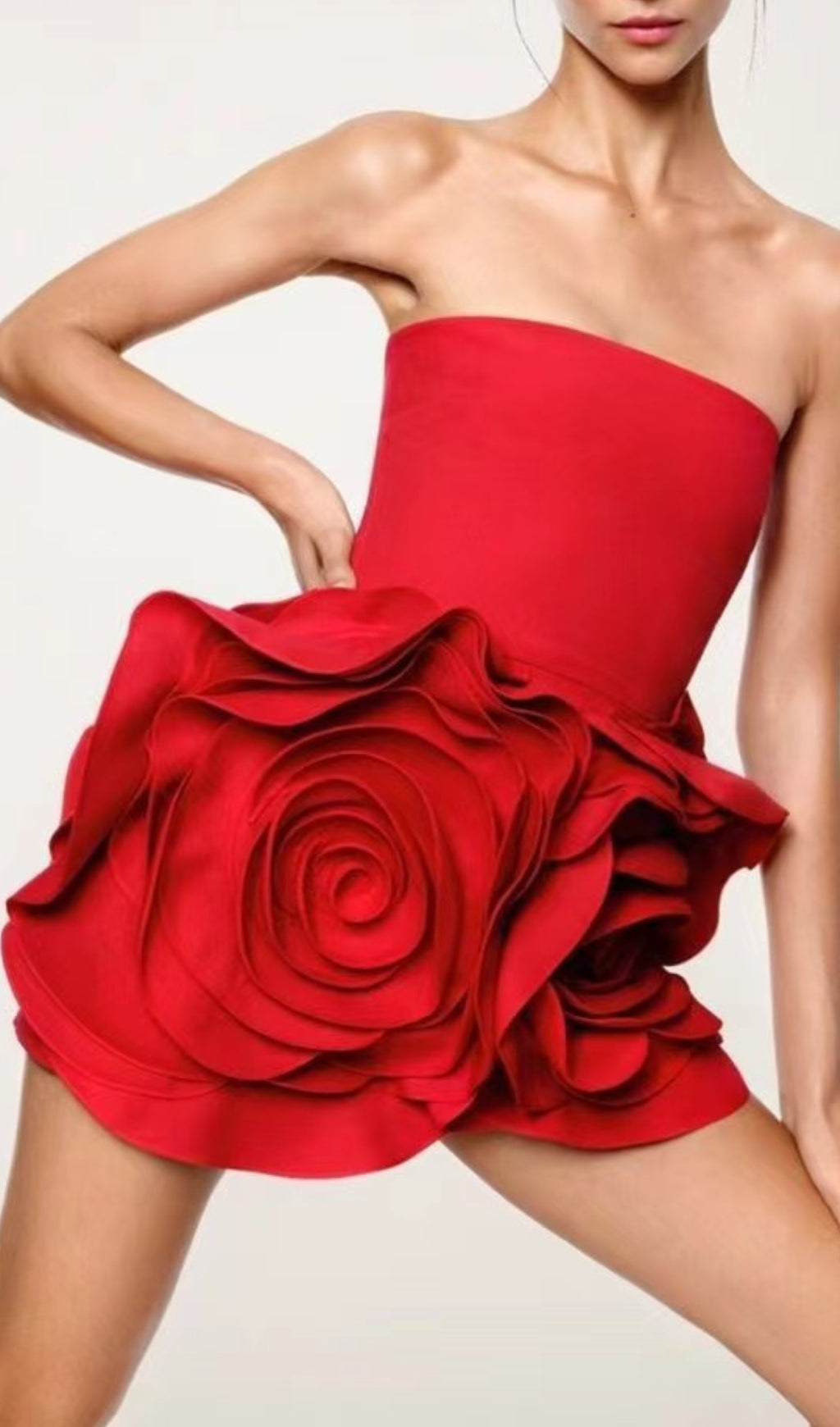 Fashionslee Women Ayat Strapless Flower Mini Dress