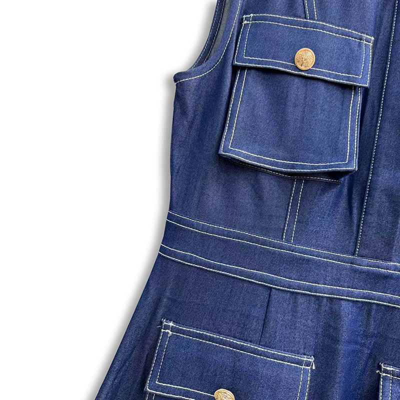 986ad1d0e27f68fd2aa574cf0b54d6c7.jpg Fashionslee Women Latacia Denim Pockets Pleated Maxi Dress
