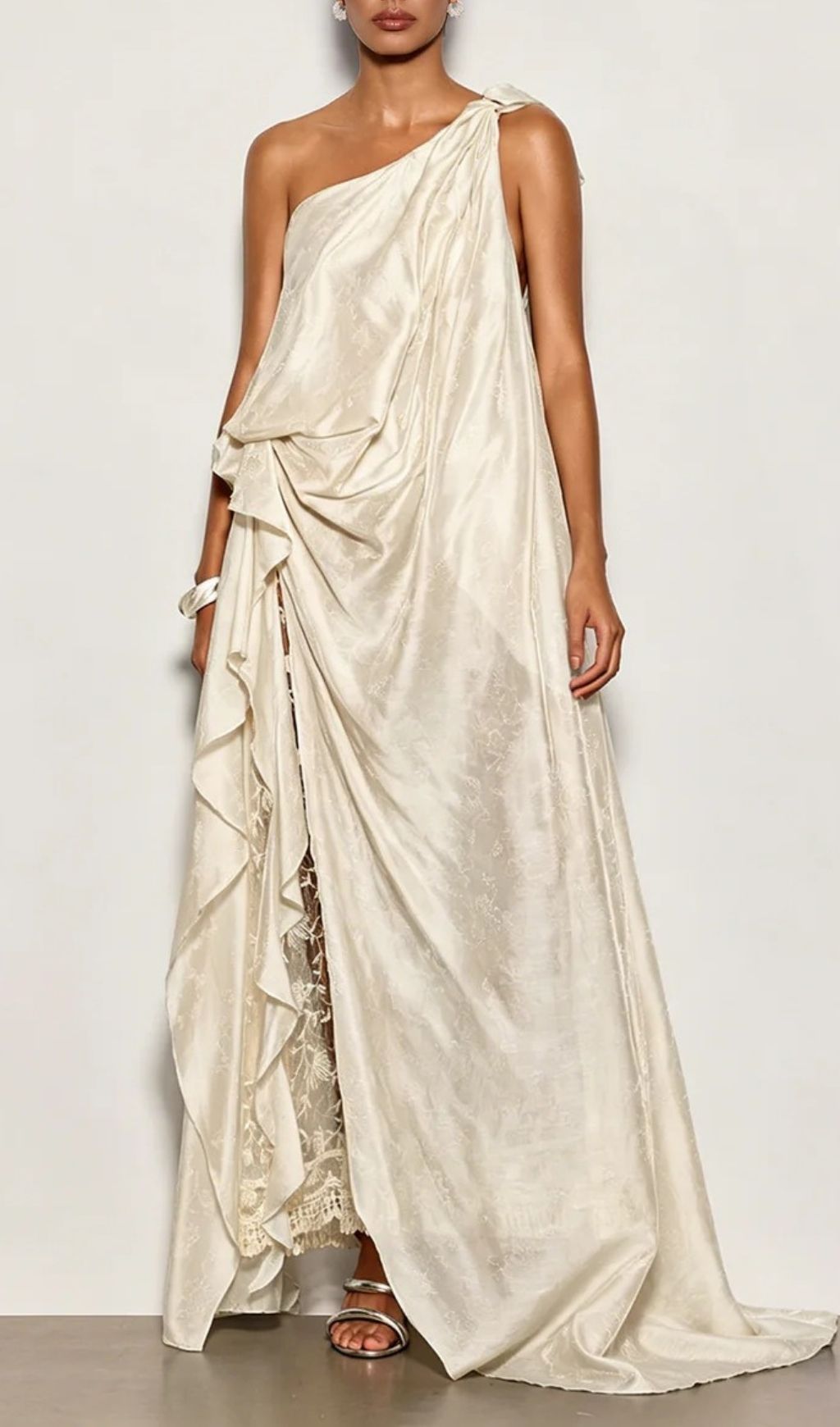 Fashionslee Women Czelaw One Shoulder Lace Maxi Dress