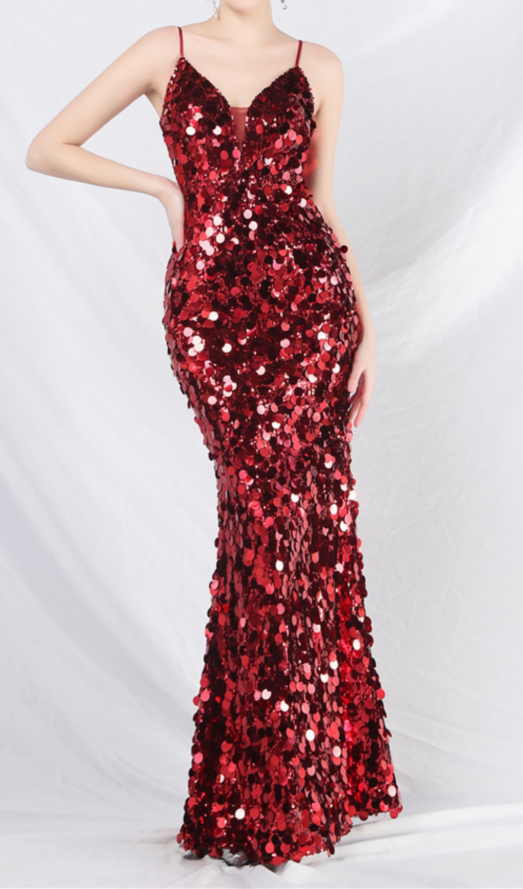 9c1d18995abde1117c6f3a0c48aba1ce.jpg Fashionslee Women Chole Red Strappy Sequin Maxi Dress