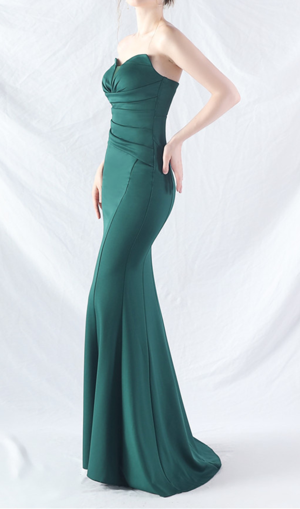 9db2fd1905eff4d72e636947ba152452.jpg Fashionslee Women Chrina Green Strapless Ruched Maxi Dress