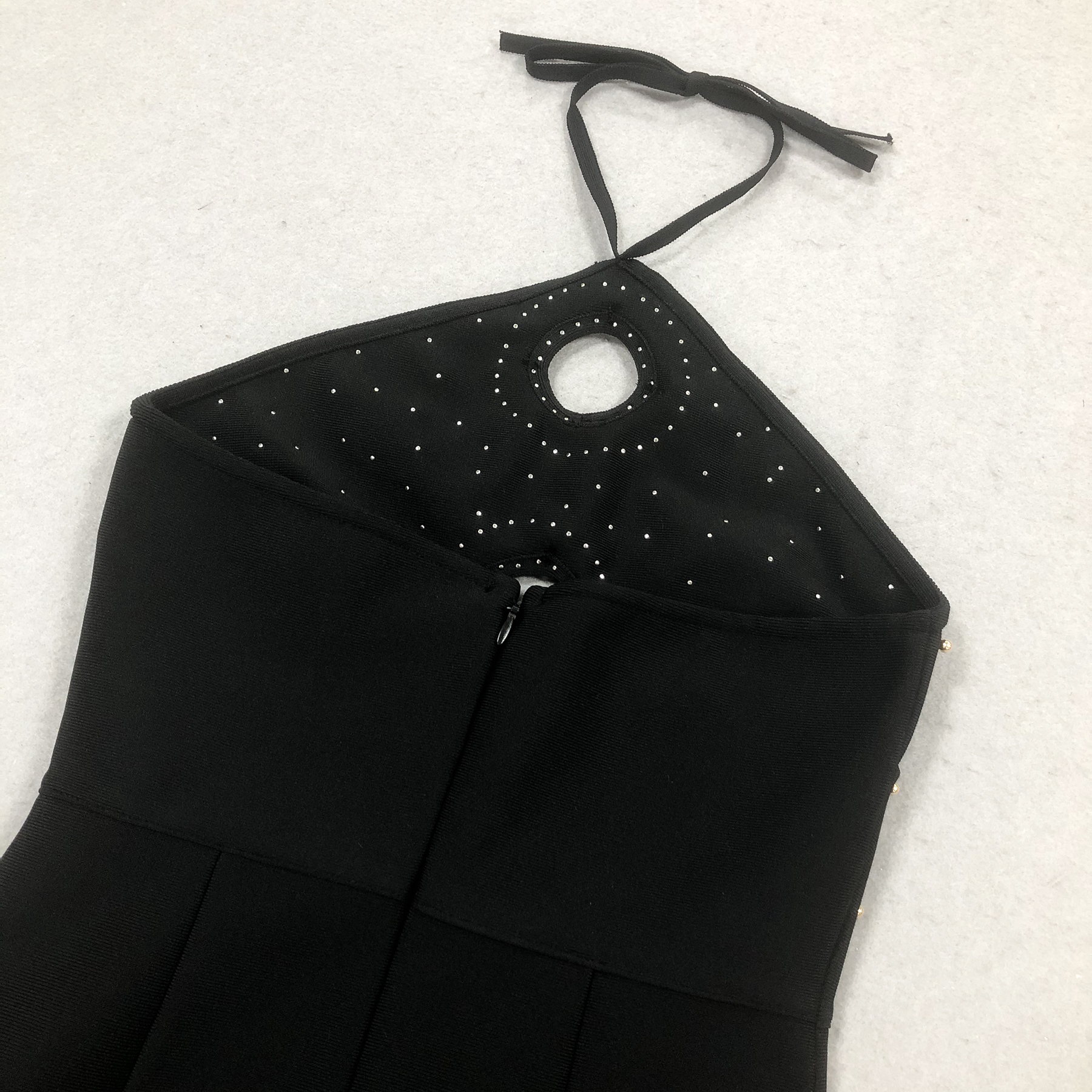 9e24b9b644a19b36eba29d1ba1a22fcb.jpg Fashionslee Women Black Halter Embellished Cut Out Maxi Dress