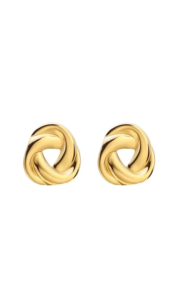 SMALL KNOT EARRINGS FOR PARTY GOLD HOOP STUDS
