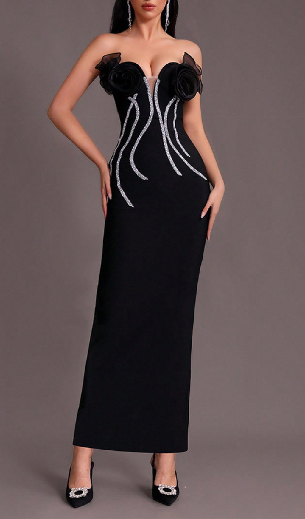 Fashionslee Women Altessa V Neck Bandage Maxi Dress