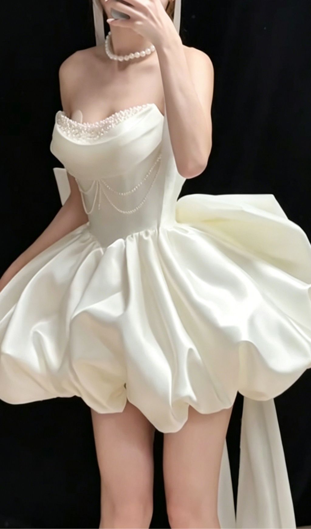 Fashionslee Women Kukana White Embellished Bow Mini Dress