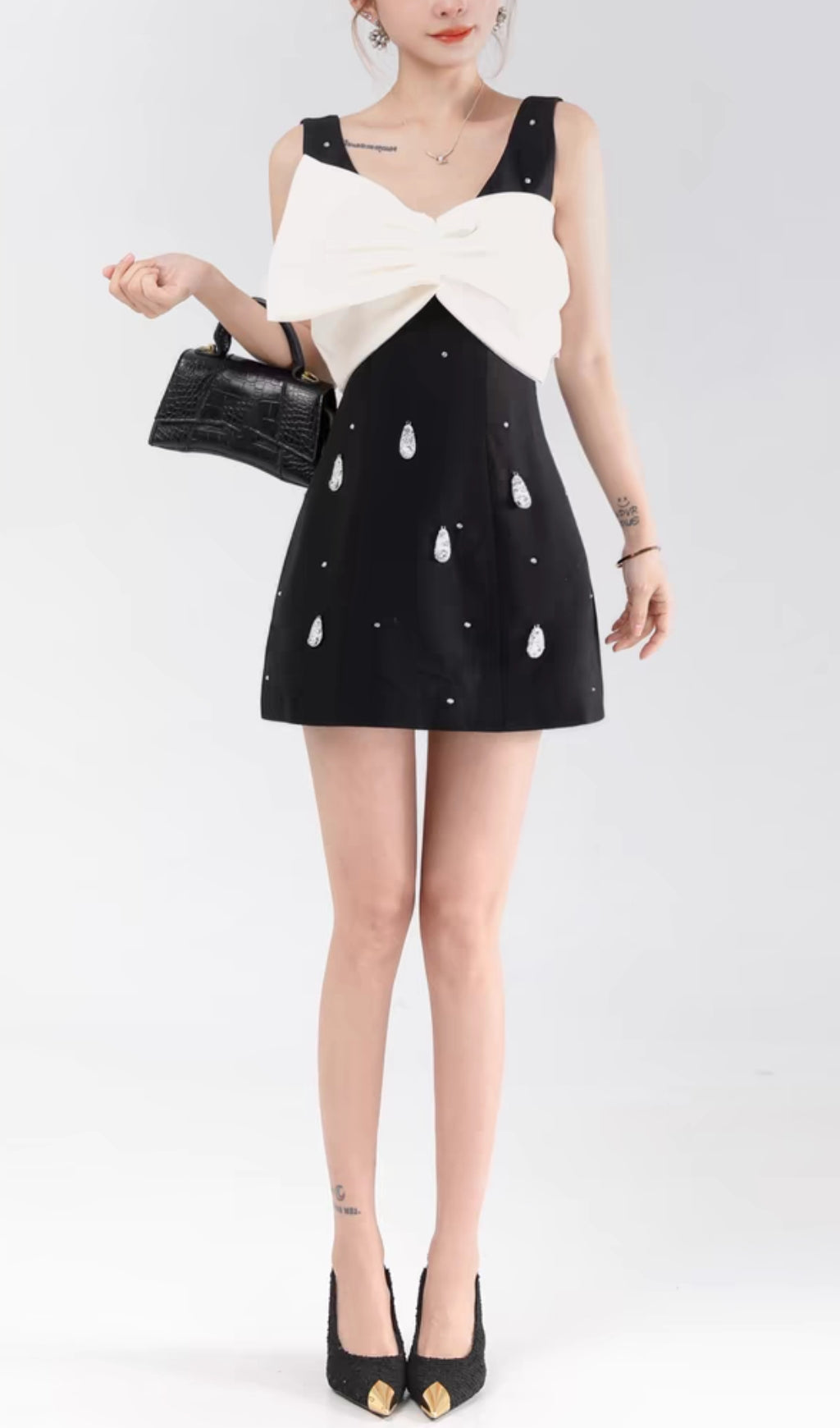 Fashionslee Women Alegria Bow Sleeveless Mini Dress