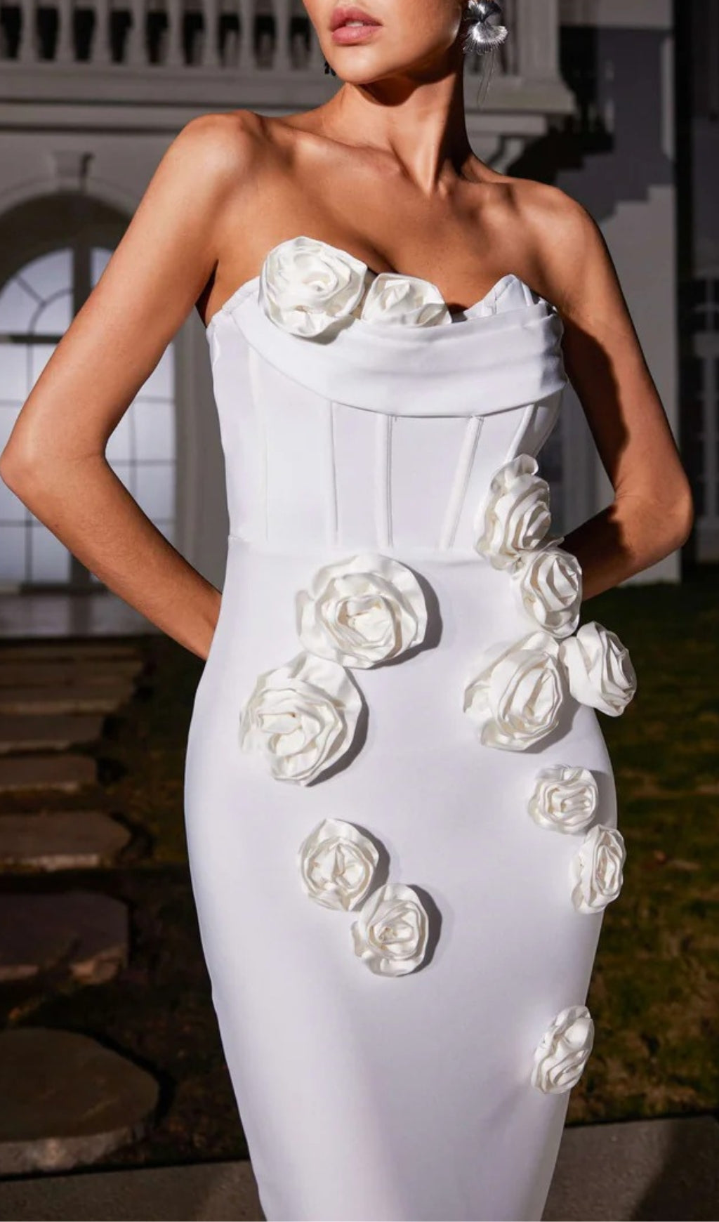 Fashionslee Women Aihe Strapless Flower Bandage Dress