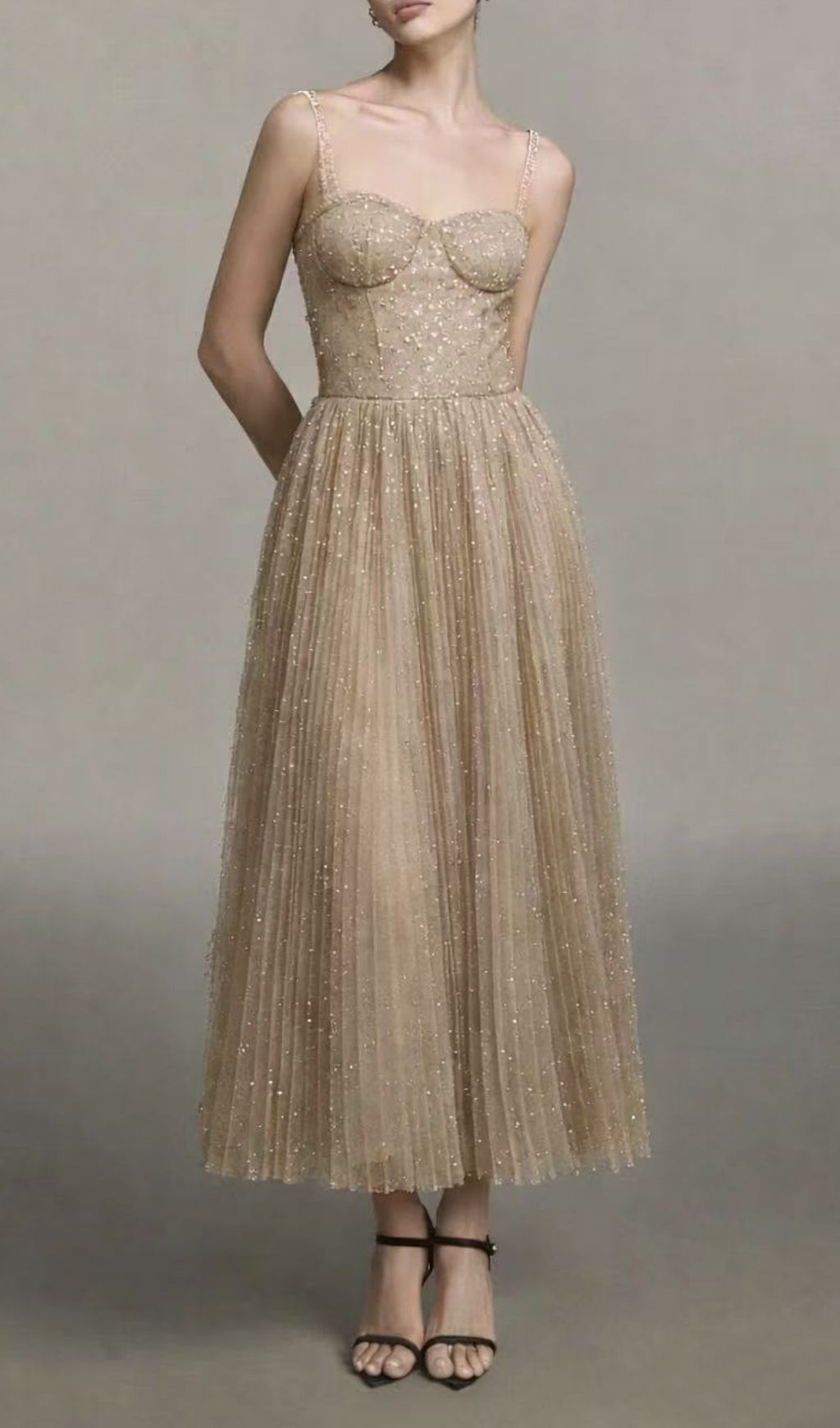 Fashionslee Women Kylara Strappy Sequin Mesh Maxi Dress