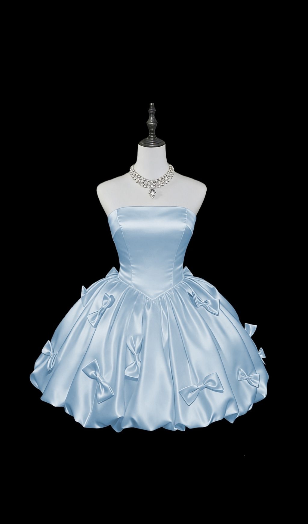 a10bd4737ae180f5aef2caa02fcf5b85.jpg Fashionslee Women Kristal Strapless Bow Embellished Mini Dress