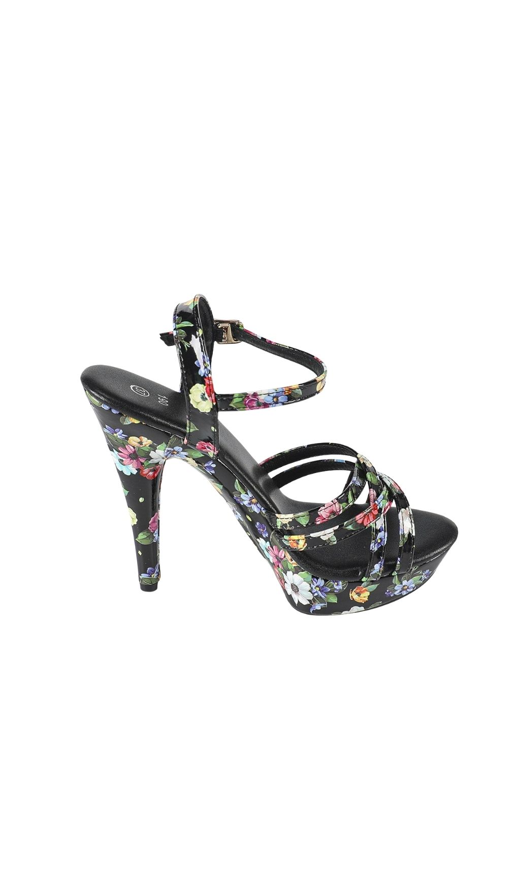 Fashionslee Women Kynthia Black Floral Printed Heels