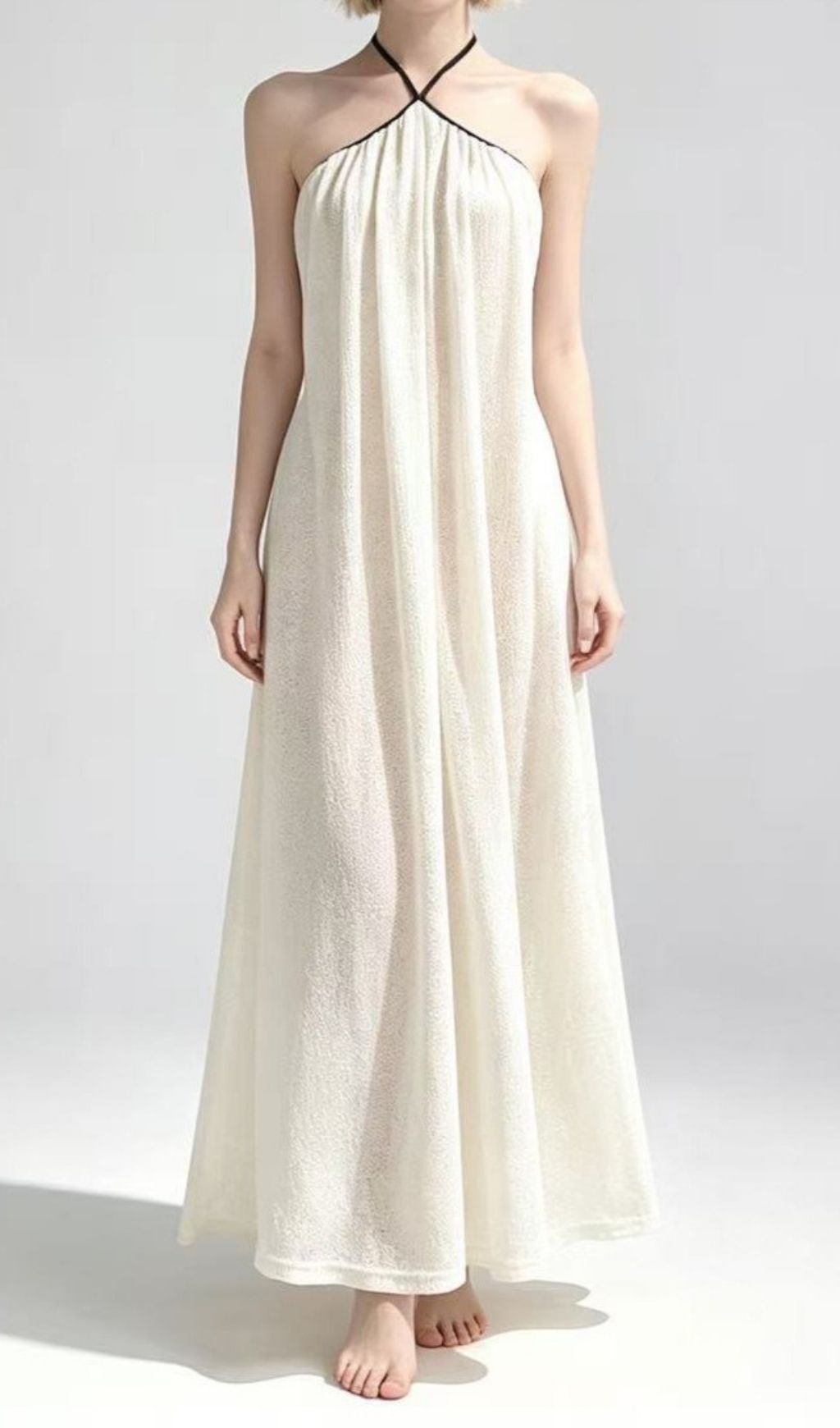 Fashionslee Women Lauwdina Ivory Halter Maxi Dress
