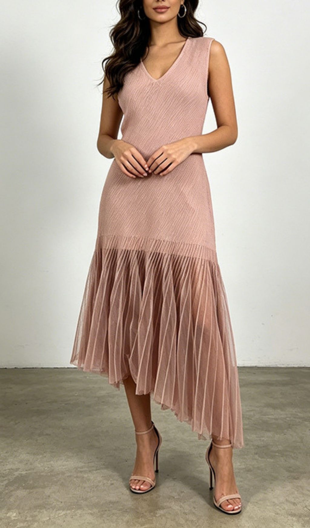 Fashionslee Women Laura Sleeveless V-Neck Mesh Midi Dress