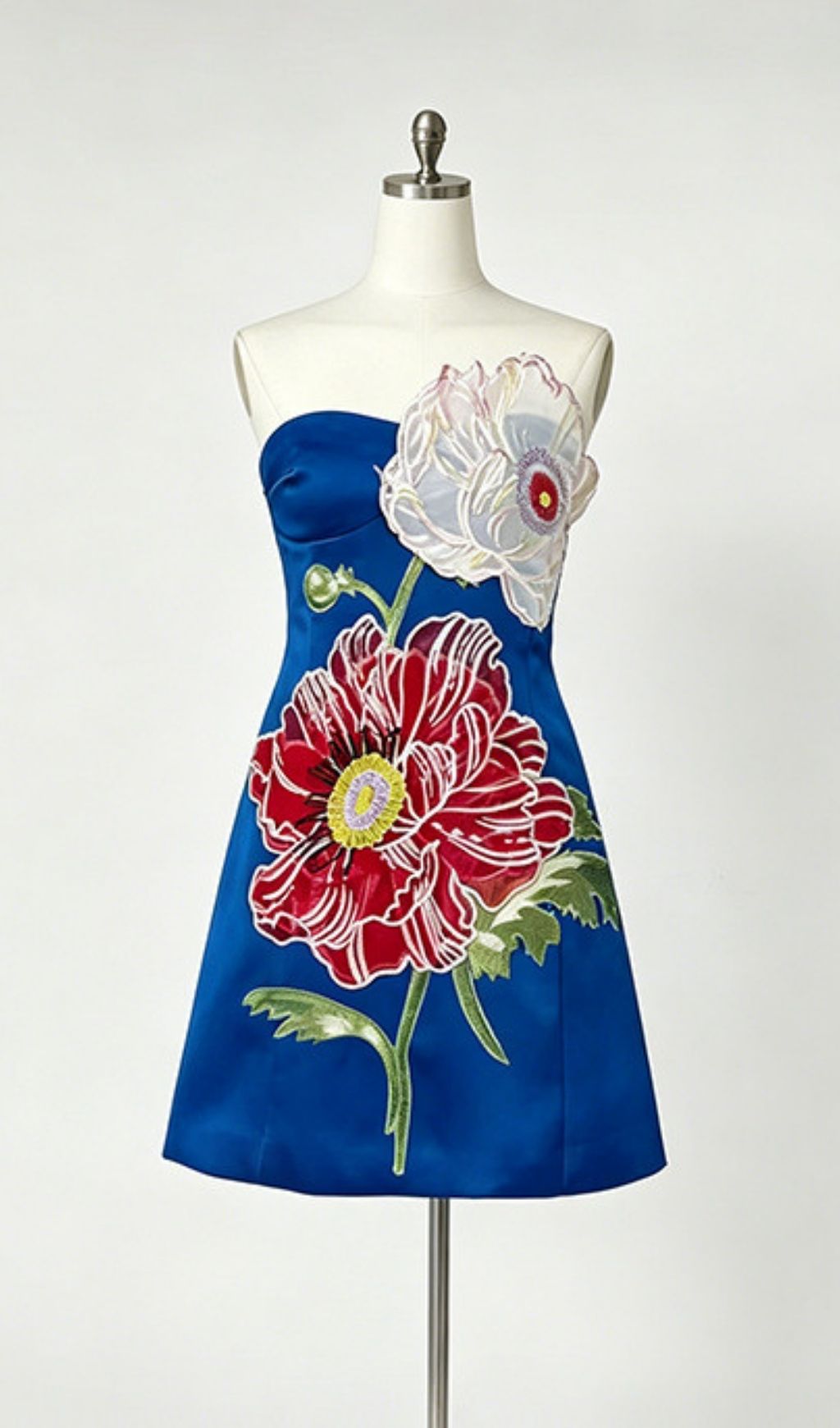 Fashionslee Women Lailah Blue Strapless Flower Mini Dress