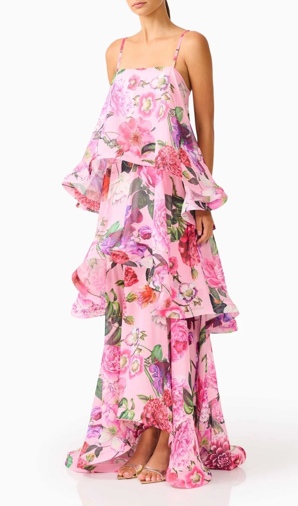 Fashionslee Women Lael Pink Floral Printed Maxi Dress
