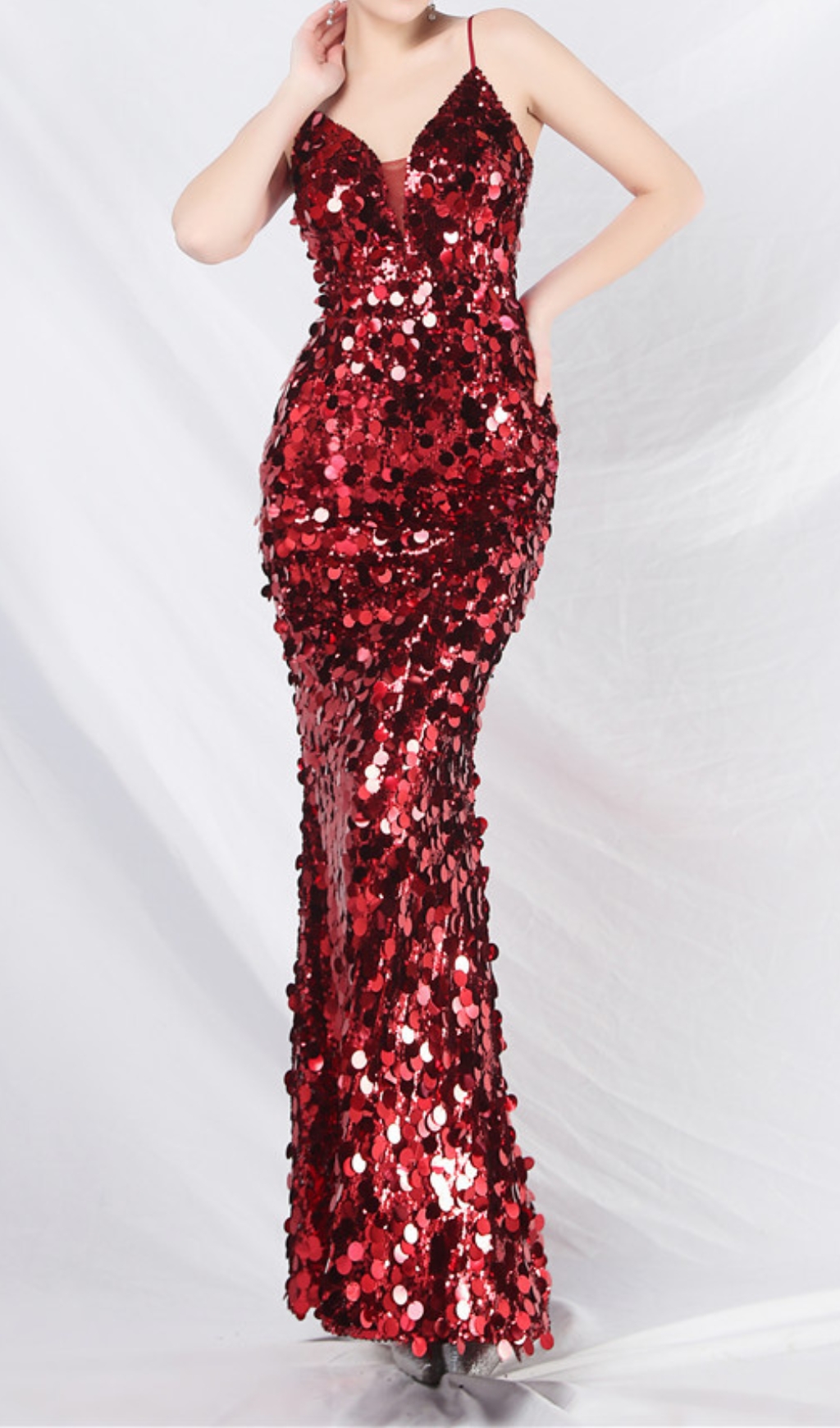 a38712e9f36f7a2755ad712649e2ddad.jpg Fashionslee Women Chole Red Strappy Sequin Maxi Dress