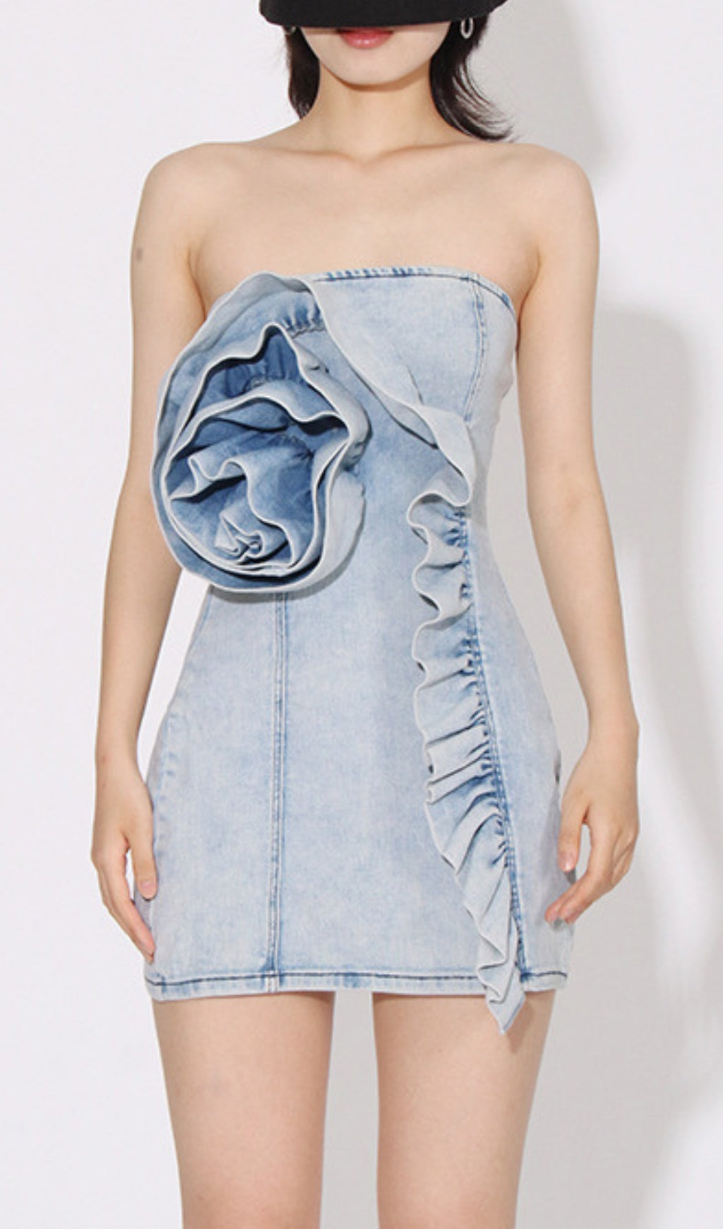 Fashionslee Women Asali Flower Denim Mini Dress