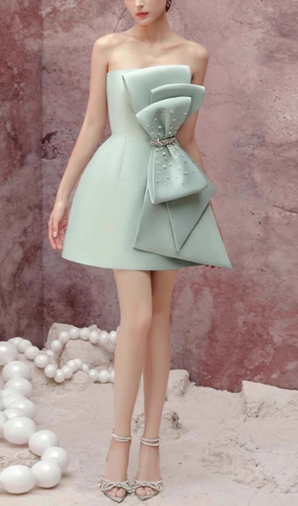 a4ecd5ef056d38fb0a38909d392d237b.jpeg Fashionslee Women Arihi Mint Bow Mini Dress