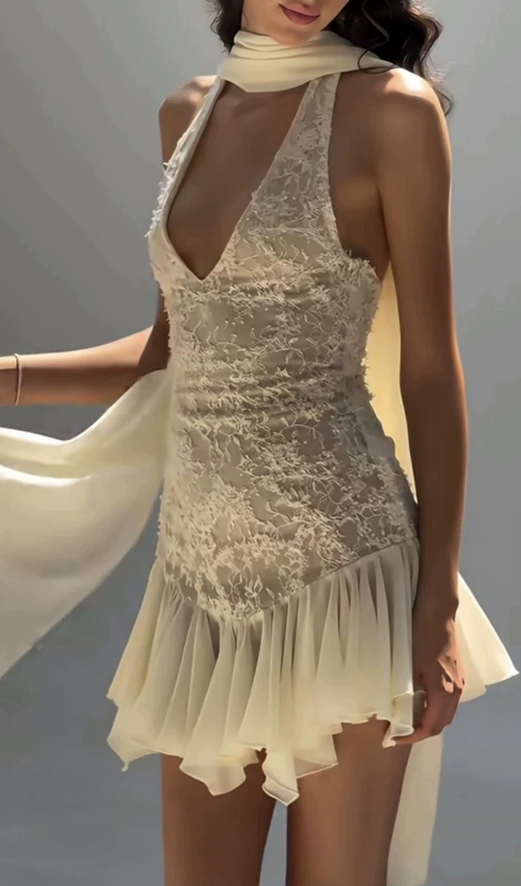 Fashionslee Women Kleio Sleeveless Lace Mini Dress