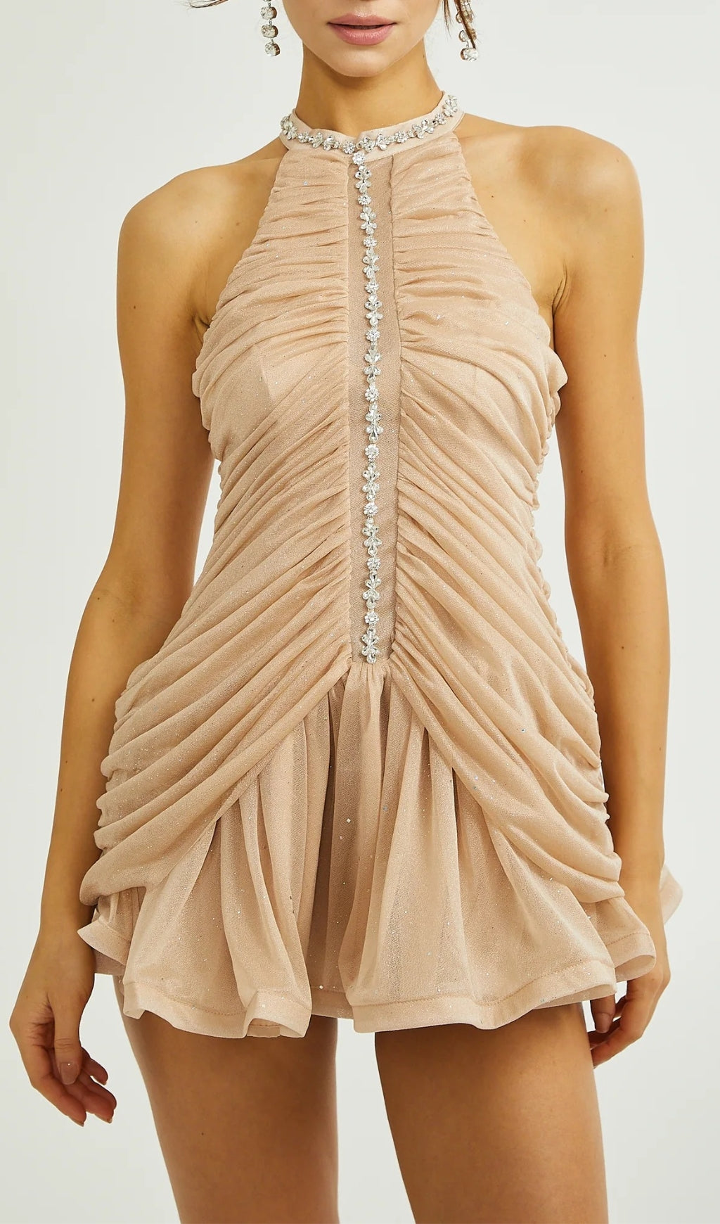 a6206680e8130f94a01b1f0a287c444c.jpeg Fashionslee Women Amenae Embellished Ruched Mini Dress