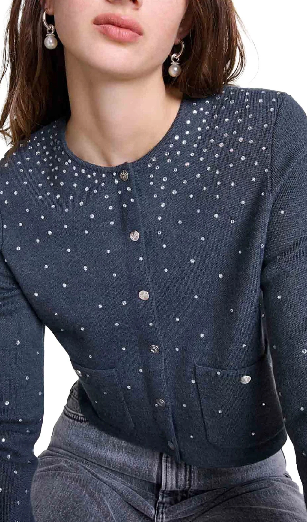Fashionslee Women Mistrassa Rhinestone Cardigan
