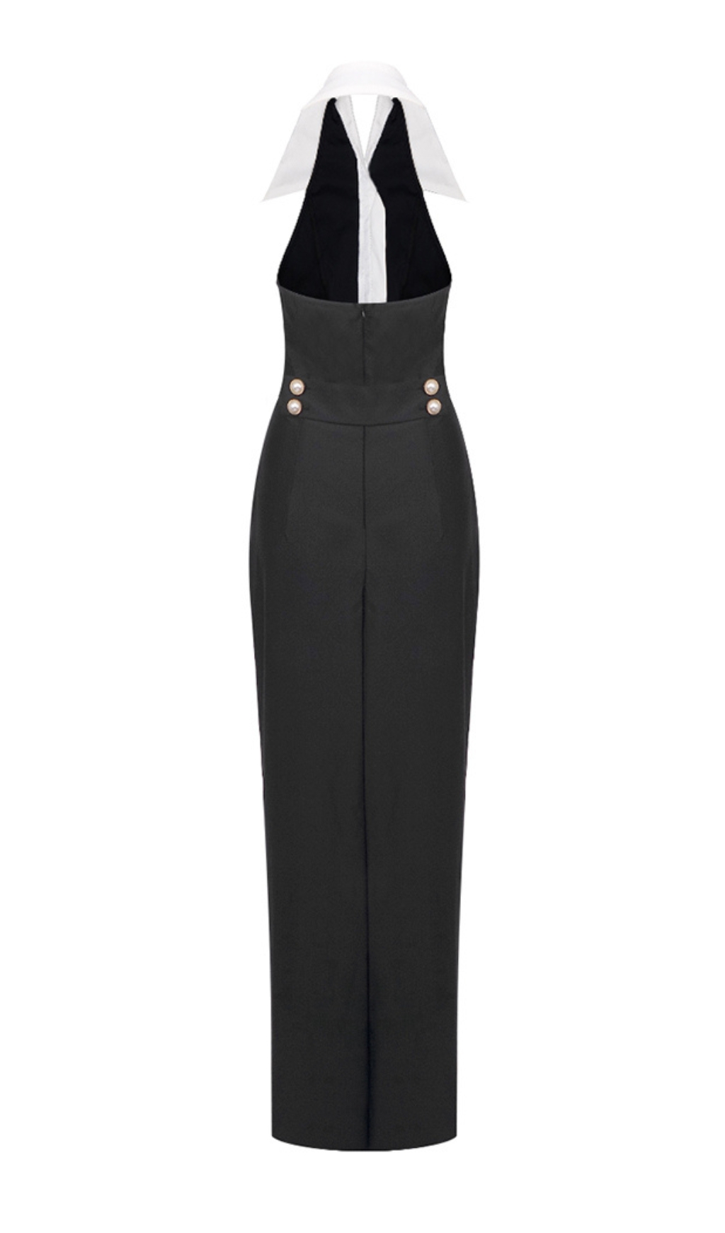 a81d6b34641a8d92552a73941546fbc6.jpg Fashionslee Women Cleone Black Halter Button Maxi Dress