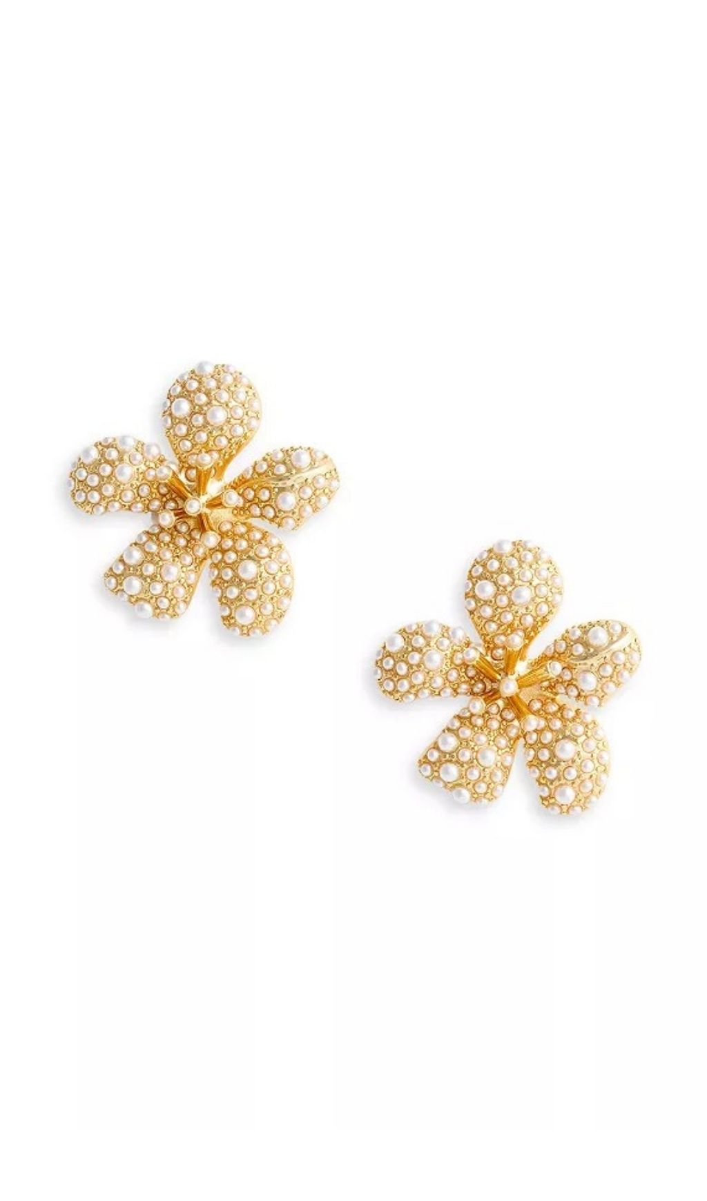 Fashionslee Women Imitation Pearl Encrusted Flower Earrings