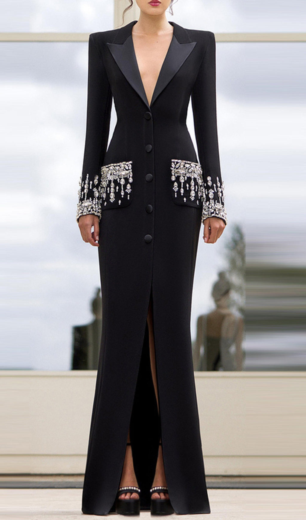 Fashionslee Women Alusia Rhinestone Blazer Dress