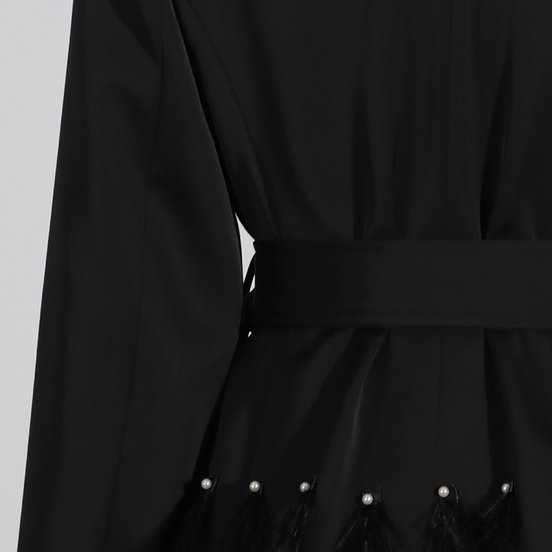 a8a81f67db47eda0dc9546a5b4e63cd7.jpg Fashionslee Women Caelia Black Feather Blazer Dress