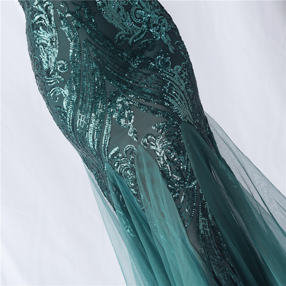 a8bbdce0fbe1fac7b7ec5b55d258a134.jpg Fashionslee Women Choire Green Sequin Feather Maxi Dress