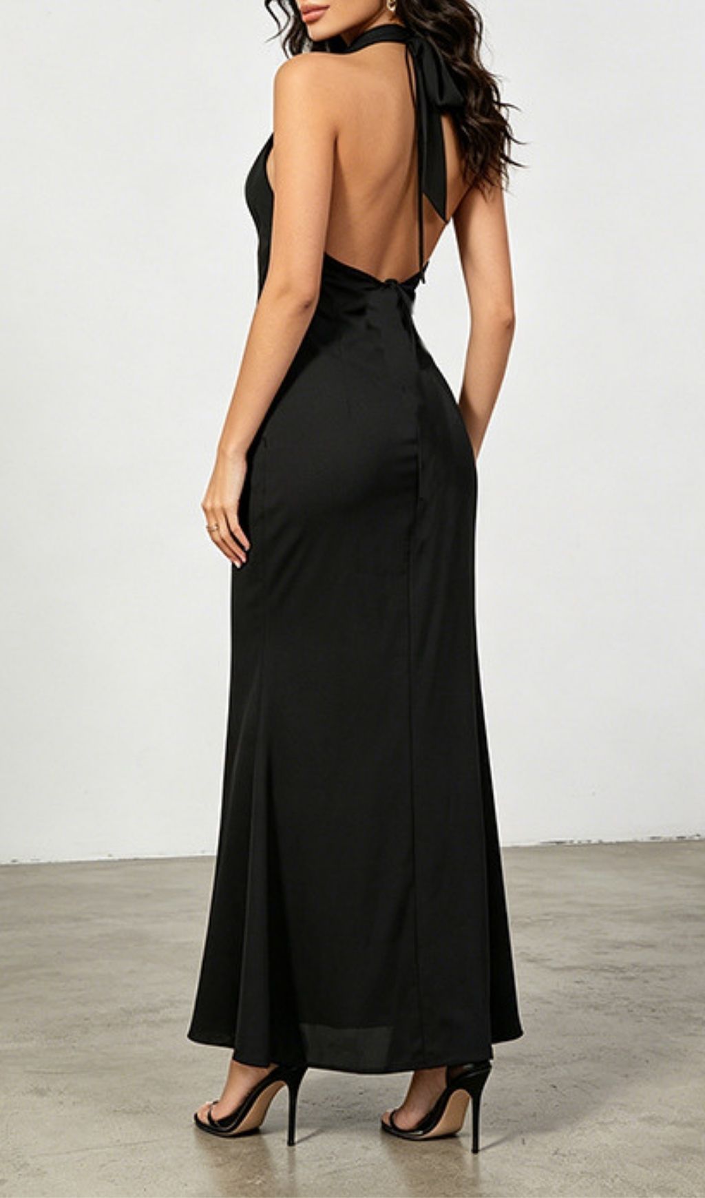 Fashionslee Women Laurent Halter Lace Backless Maxi Dress