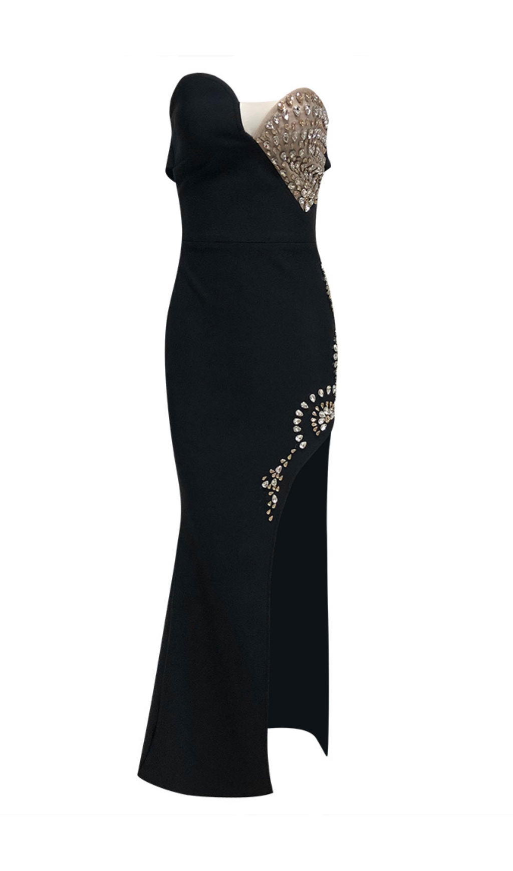 a9b905959b0b64b02ac3850f7fd1f2e7.jpg Fashionslee Women Cielle Black Strapless Crystal Maxi Dress