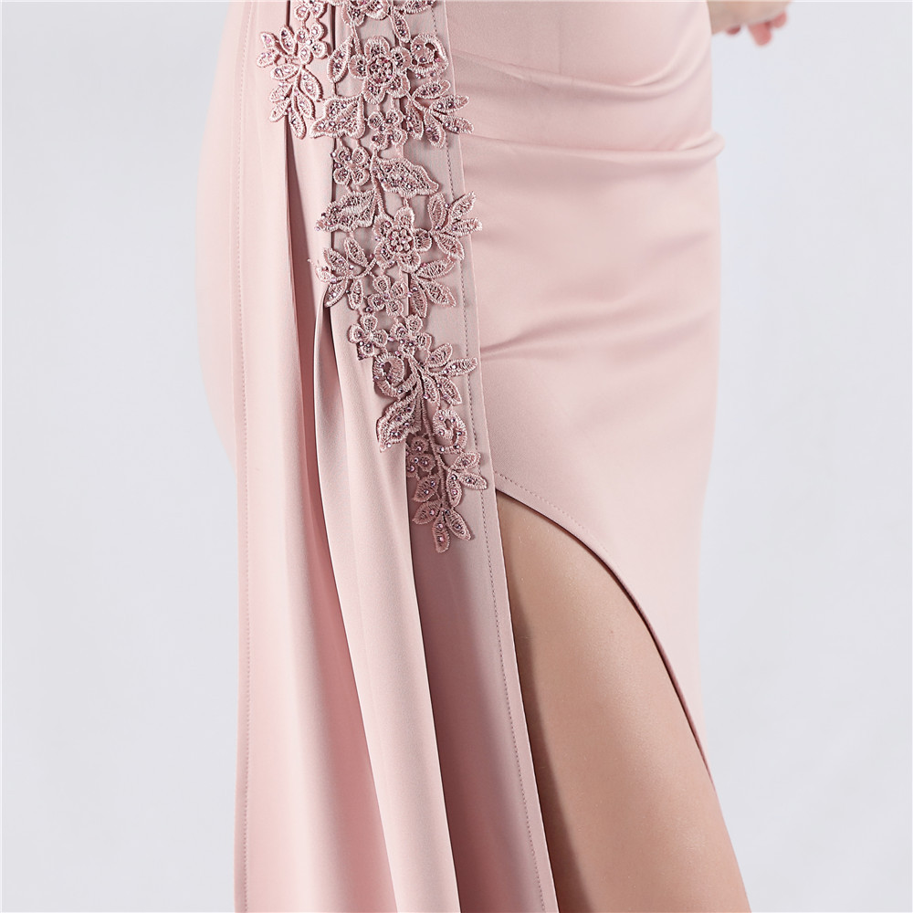 Fashionslee Women Chofa Pink Flower Bead Corset Maxi Dress