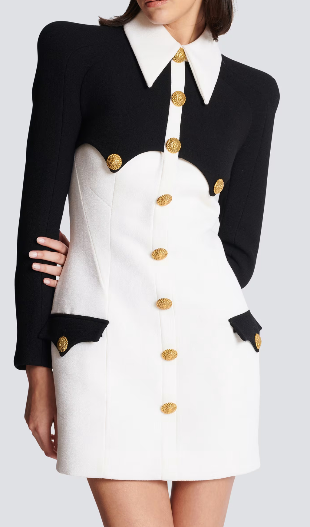 Fashionslee Women Aleela Short Buttoned Crepe Dress