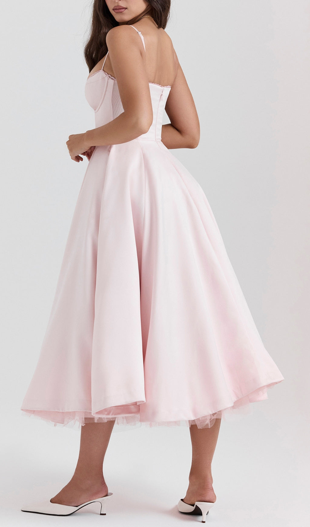 aafd30506c889d5f6f4bbd4b628dab31.jpeg Fashionslee Women Alodia Pink Mesh Hem Midi Dress